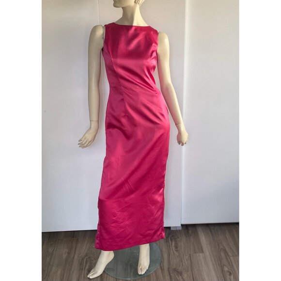 1990s Jessica McClintock Dress, Size 6, Hot Pink Sheath Dress - Picture 7 of 9